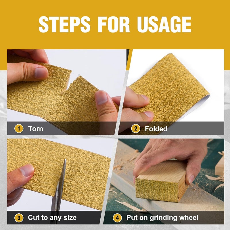 Shawya Self Adhesive Stickyback PSA Sandpaper 100-Grit Sandpaper Roll 2-3/4in x 20 Yards Sand Sheets Roll for Woodworking Auto Body Air File Sander and Hand Sanding Blocks - Image 4